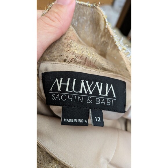 Sachin Babi Richa Gold Metallic Dress 12 Designer Glam Cocktail Ahluwalia $1895 - Picture 8 of 13